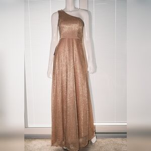 BHLDN Midas One Shoulder Rose Gold gown size 4